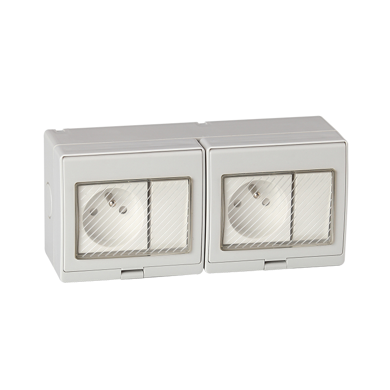 Hot Sale French Style Double Control IP55 Switch Socket with Waterproof Cover