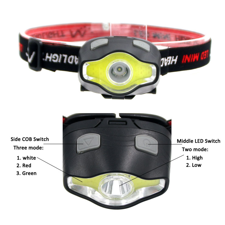 High Power Headlamp Plastic COB Best Camping Headlamp Spot Head Lamp Torch for hunting