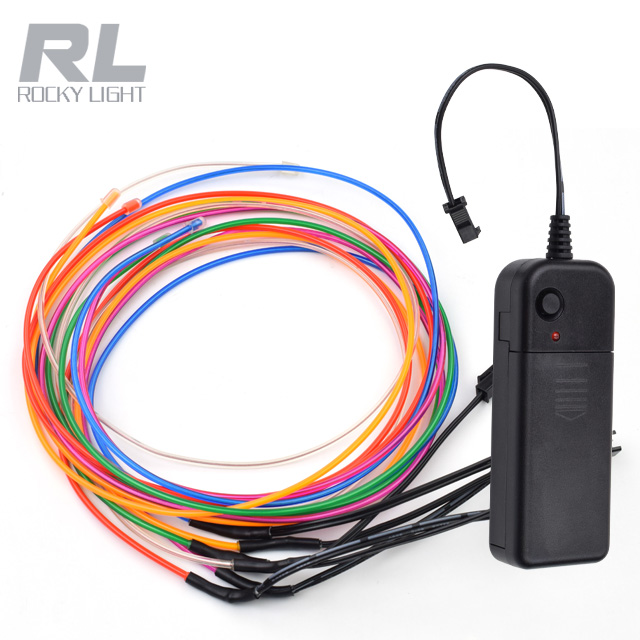 2AA Battery Powered 2m Scene lights 10 Colors EL Wire Tube Rope Flexible Neon Cold Light Car party decoration