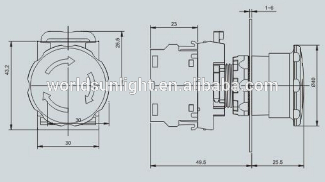 LA115-A1 series, 22mm or 25mm CE micro 10a plastic emergency stop push button switches