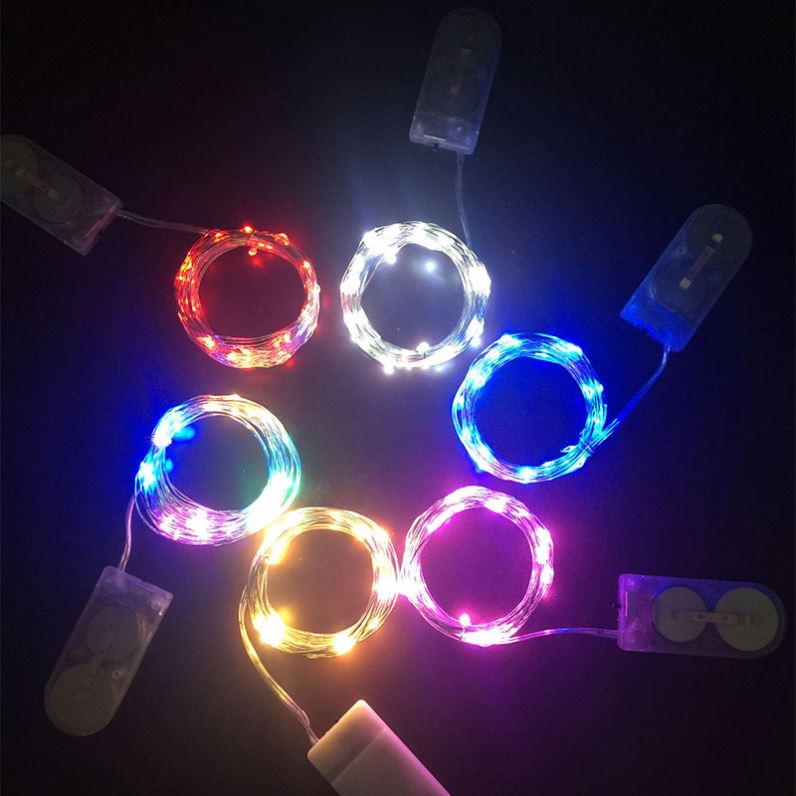 Mini 2m 20Led Button Cell Battery Powered Led String Lights CR2032 Button Battery Christmas Decorative Copper Wire Lights