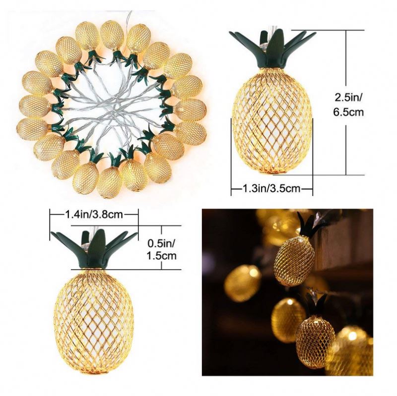 Indoor Bedroom Home Decorative 3AA Battery Operated Night Light Pineapple LED Fairy String Light