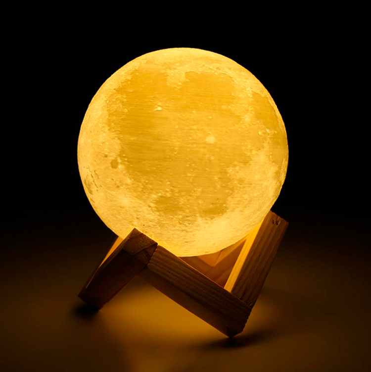 Hot Products Magical 3D Print Luna Moon Night Light with Wooden Stand