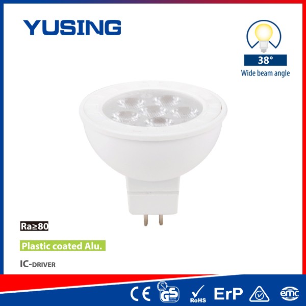 MR16 GU5.3 LED Light Bulbs 12V, Plastic Coated Aluminum 5 Watt LED Bulbs