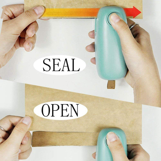 Heat Sealing Machine Vacuum Packing NEW 2 in1 Mini Portable Handheld Heat Sealer Useful Blue Plastic Sealing Bag Cutter