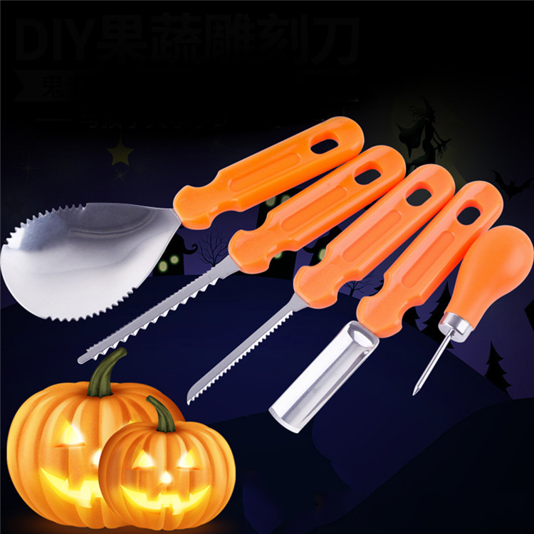 Creative DIY Fruits Vegetables Funny Decor Carving Tool 5Pcs/Set Carving Knife Cutter Halloween Pumpkin Lamp Carving peeler Set