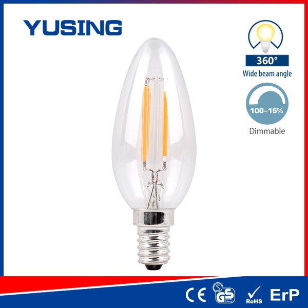 C35 Filament Candle Bulb Dimmable 4W High Lumen LED E14 Bulb