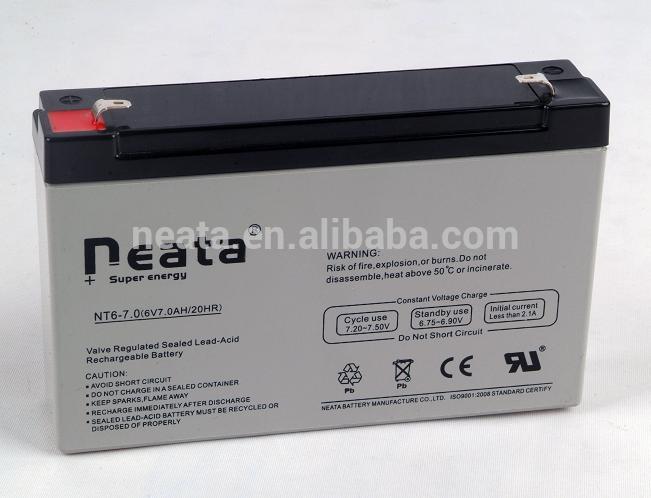 NEATA Sealed Lead Acid Agm Battery 6V 7Ah Rechargeable Batteries For Toy Car With CE UL ROHS ISO Certificates