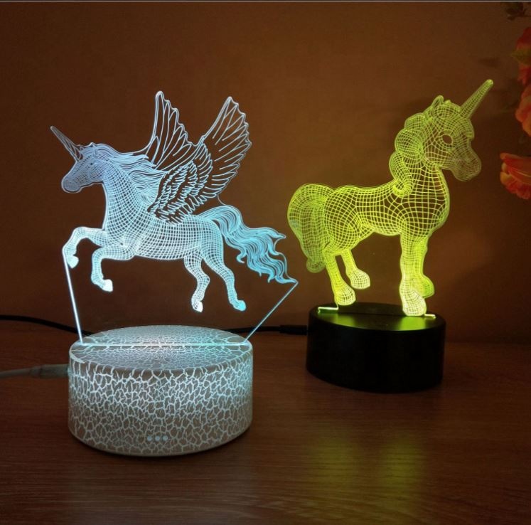 Unique Mini Ice Crack/White/Black Led Night Light Base For 3D Lamp