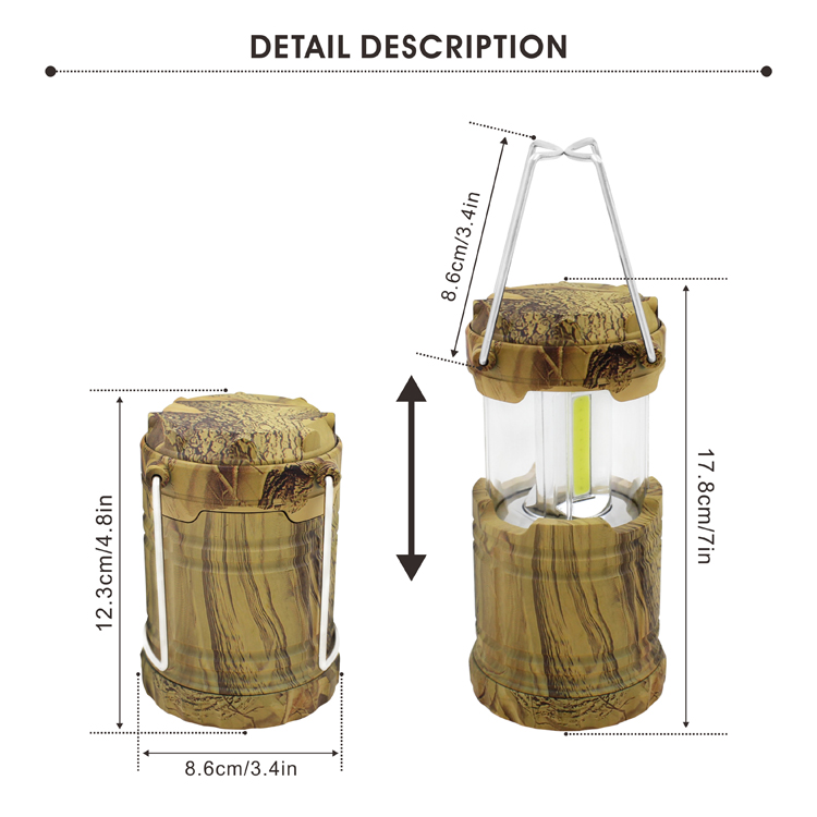 camo cob led outdoor portable emergency camping lantern light