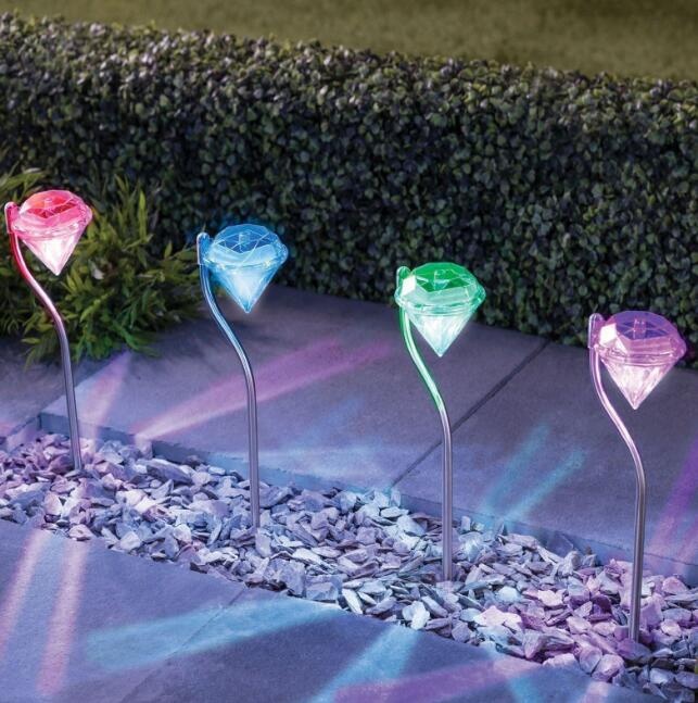 Outdoor Led solar garden lights pathway plastic stainless steel