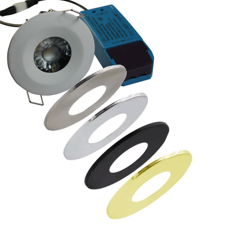 IP65 changeable bezel and dimmable driver 8watt fire rated led downlight