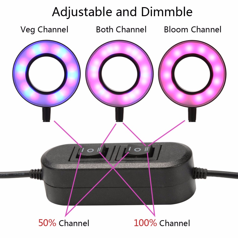 Desktop Plants LED Grow Light 10W Supply power 360 Degrees Flexible Lamp Holder Clip LED Plant Growth Light