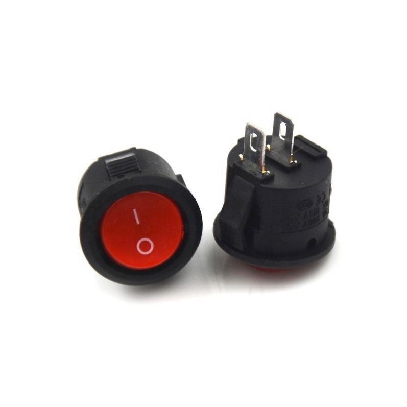 Black Mini Round Red 2 Pin ON-OFF Rocker Switch 16mm Diameter Small Round Boat Rocker Switches