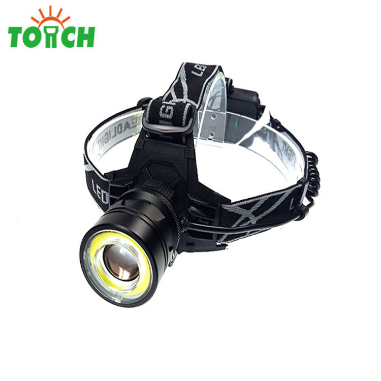 Rechargeable waterproof zoom adjustable focus beam led headlight super bright T6 and COB led headlamp for camping&hiking