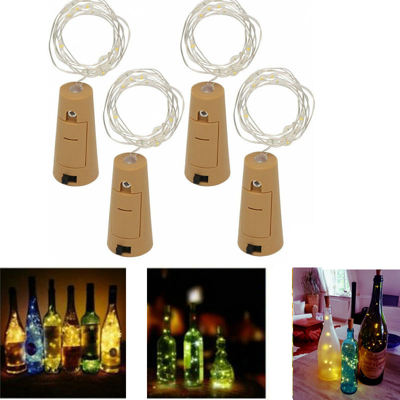 fairy starry Lamp DIY Christmas Wedding bar deco 2M 20LED micro led Copper String Wine Bottle Cork Stopper vine lamp