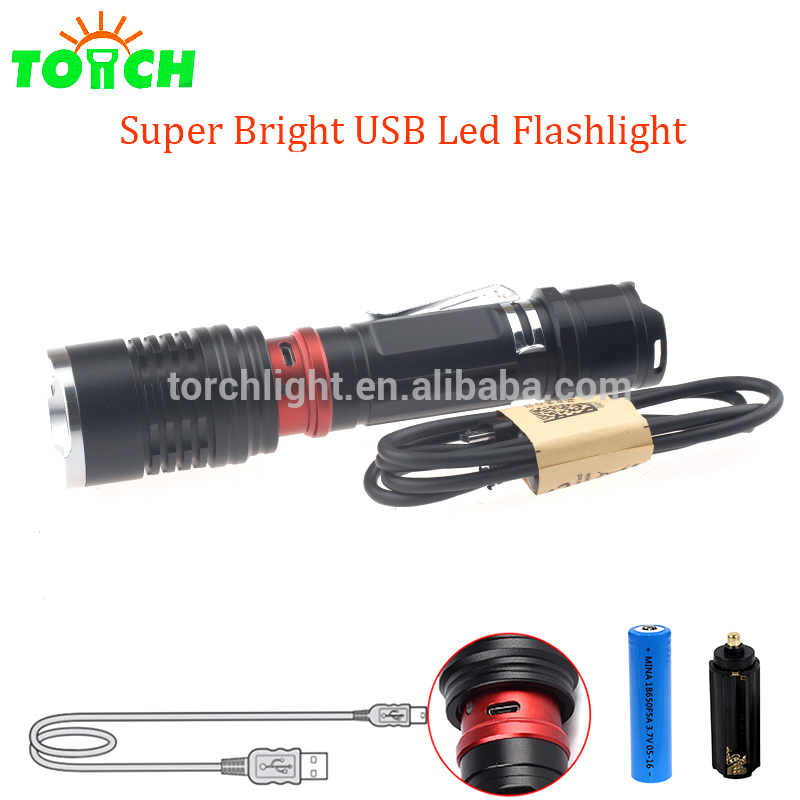 Hot Sale Led Torch Flashlight XML-T6 Waterproof AAA /18650 USB Rechargeable Tactical Led Flashlight For Camping