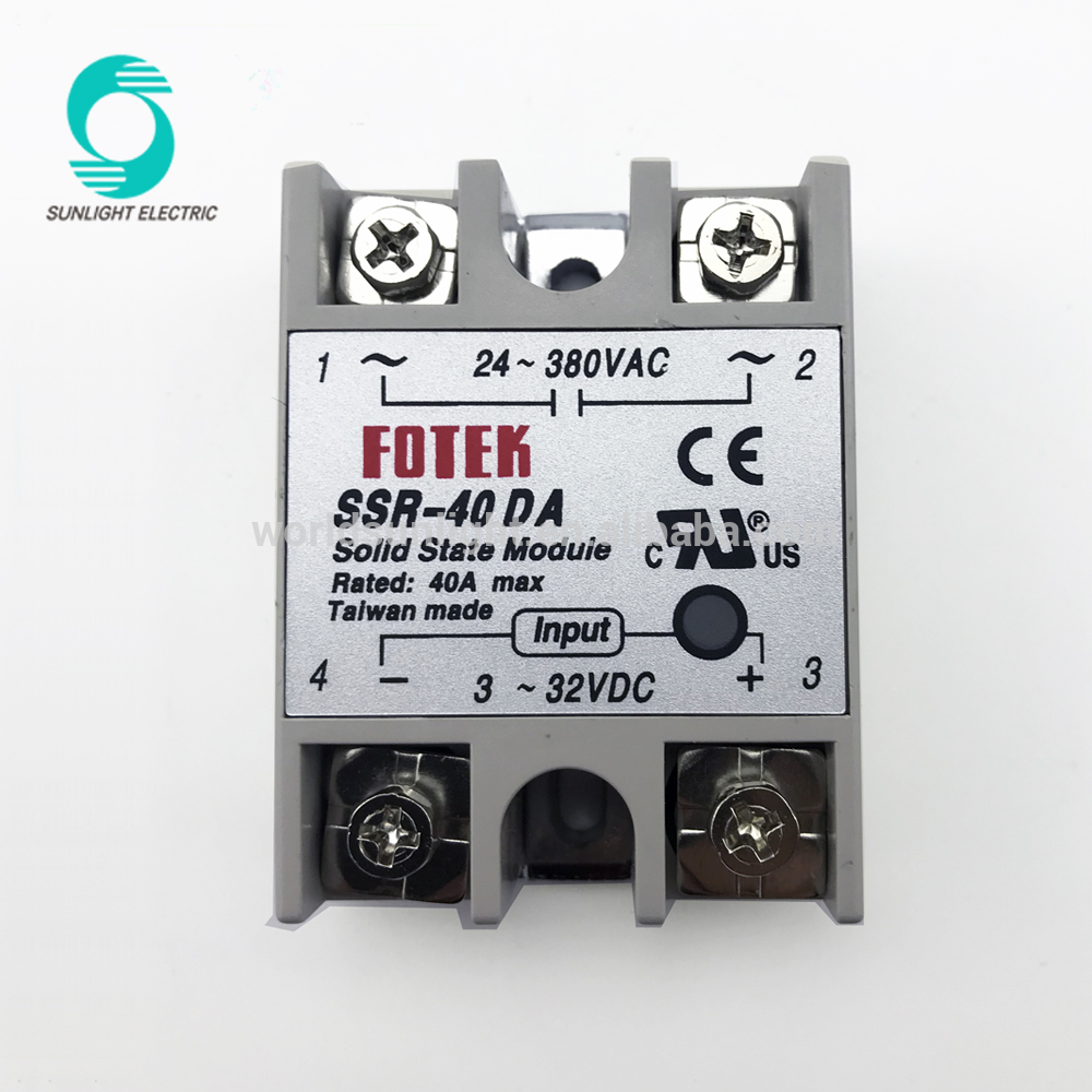 Fotek SSR-40DA 40a 3-32VD to 24-380VAC single phase dc to ac ssr solid state relay