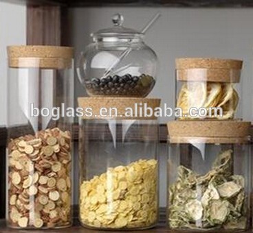 Glass cookie Jars,glass container with bamboo lid,transparent glass jars