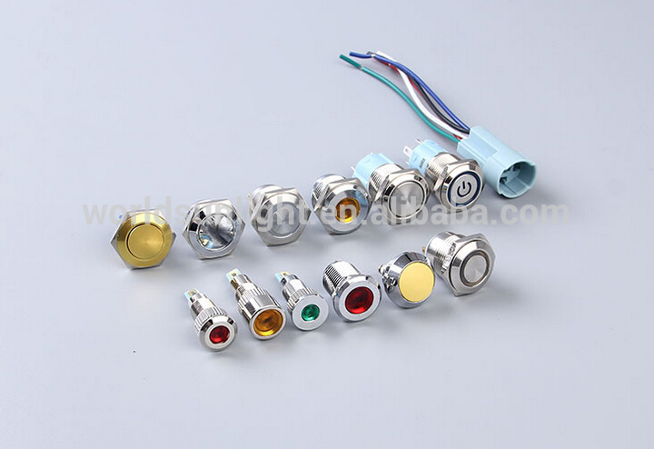 12mm 6V 12V 24V 220V LED Anti-vandal waterproof metal indicator light Signal Lamp