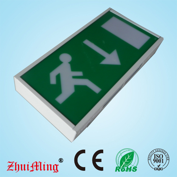 European style legend arrow down led rechargeable exit sign plate