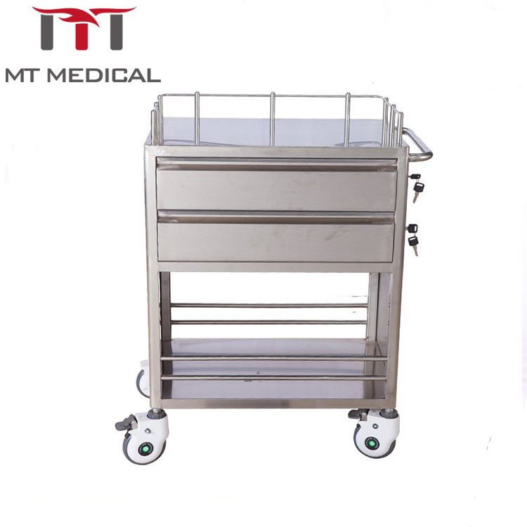 Hospital Durable Stainless Steel Medicine Trolley Cart for nursing