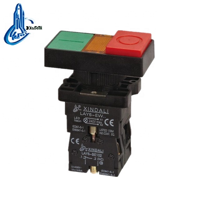 double color button switch push button switch led red green double push light switch LAY5-EW8465