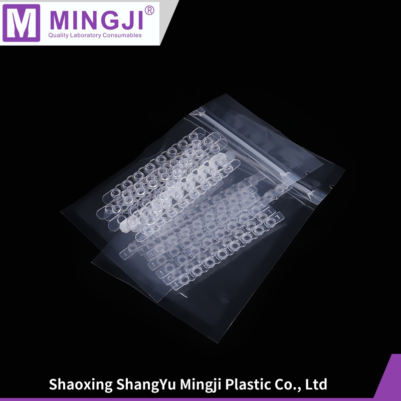 Laboratory disposable plastic 8-strip flat cap for pcr tubes