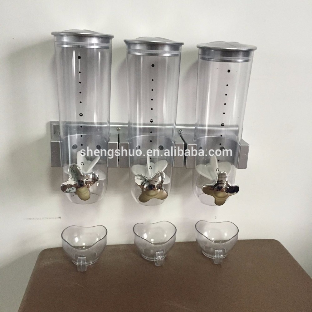 2016 newest type Plastic Bulk Dry food Dispenser countertop double and triple cereal Dispenser Candy Food dispenser