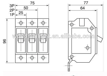 IP20 BH series Bolt-on type black 15A 2P mcb miniature circuit breaker