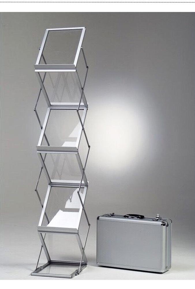 A4 Acrylic Brochure Holder Literature Holder aluminum Portable Literature Display Mesh