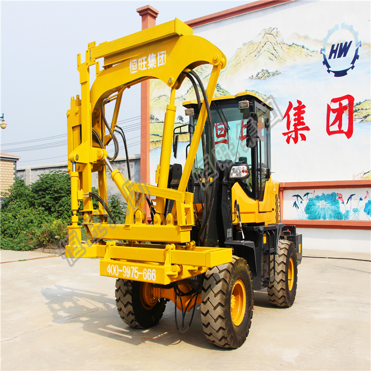 Loaded guardrail pile driver portable solar  pile driver