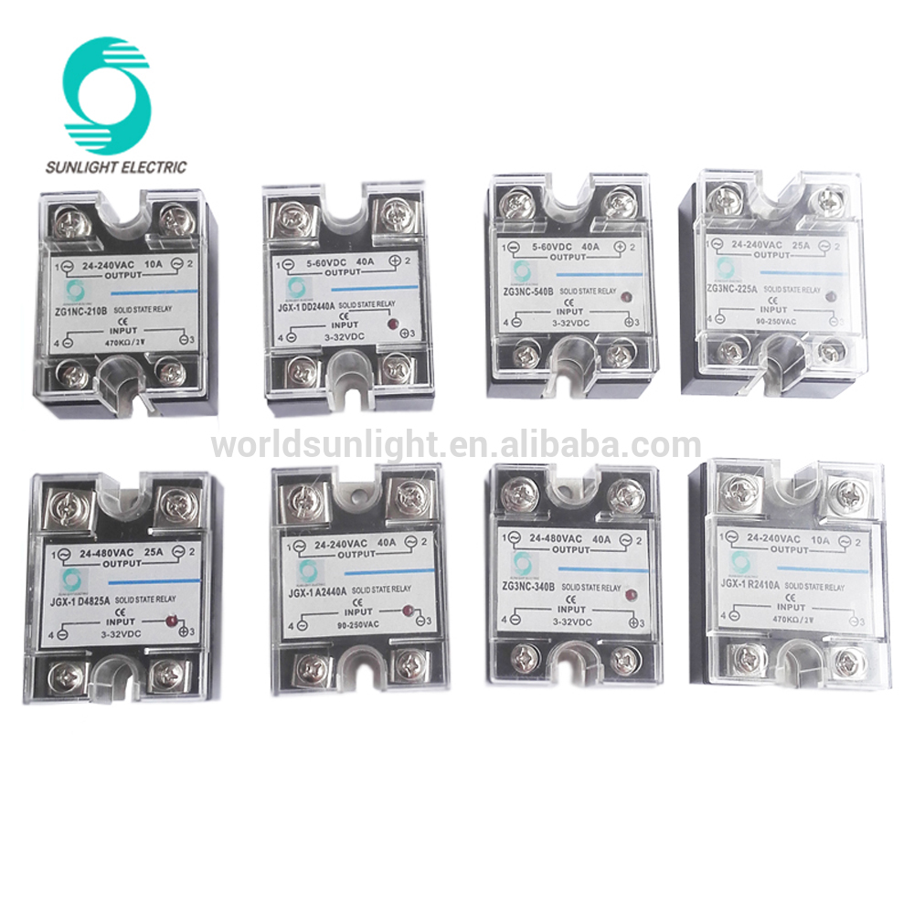CE ISO9001 ROHS approval 10A 16A 25A 40A 60A 75A 90A 100A 120A 220V ssr solid state voltage regulator relay