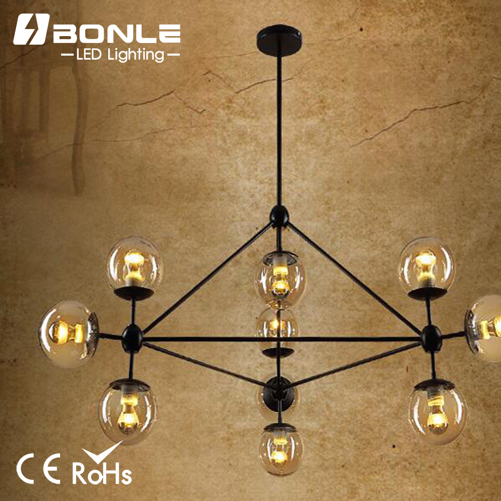 Chic 10-Light Hand Blown Glass Industrial Ceiling Lighting