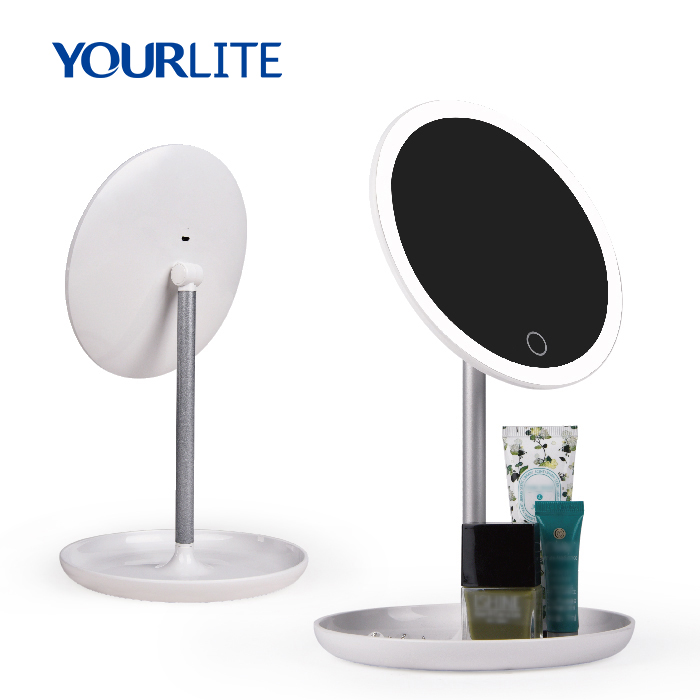 LED Light Mirror Touch Sensor Switch Round Make Up Mirror With LED