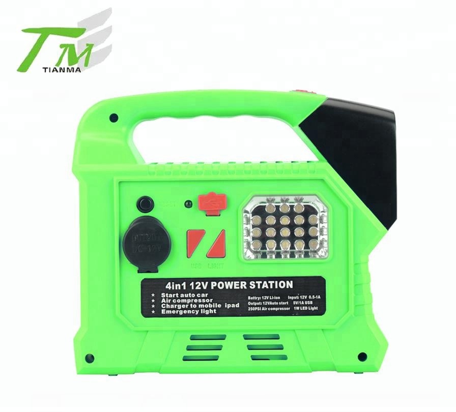 12V Portable power station car lithium battery power bank with air comressor auto jump starter