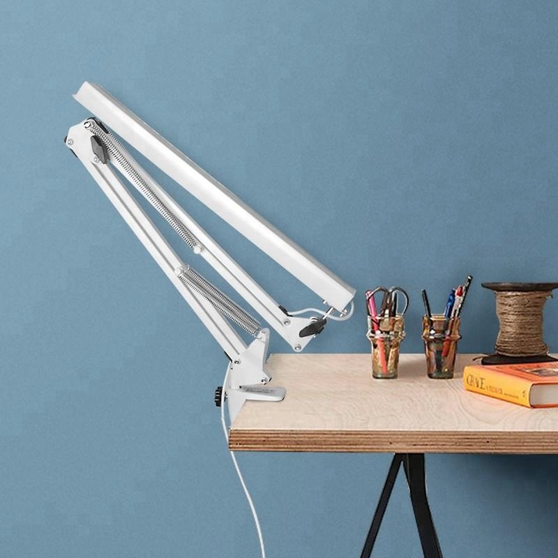 Flexible Swing Arms Touch Sensor Clip Desk Lamp Office Working Dimmable Table Study Clamp Lamp