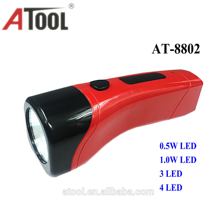 Best design 0.5W/1.0W/3 LED/4LED plastic rechargeable torch