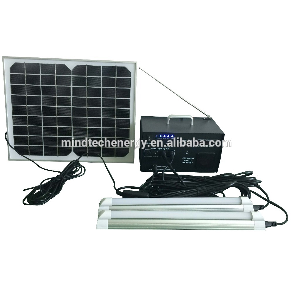 DC12V 10W home appliance solar photovoltaic system for indoor lighting with FM radio