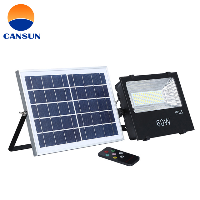 wireless remote controller Energy Saving 60w solar led flood light with aluminum housing