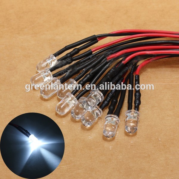 12V Pre wired 5mm Bright LEDs Bulb Warm white/Red/Green/Blue/Yellow/White/Pink 20cm Prewired LED Lamp LED LIGHTING