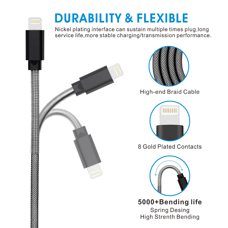 High Quality 10FT Mobile Phone Usb Fast Charging Data Cable