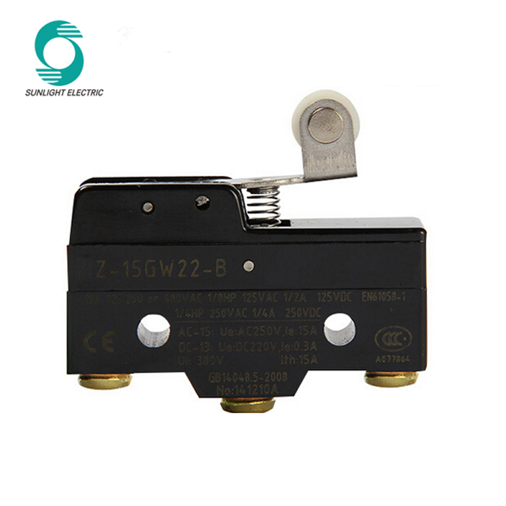 CE approval IP67 IP40 Z-15GW22-B 25t85 Short lever plastic roller type 250V AC 15A miniature micro roller switch microswitch