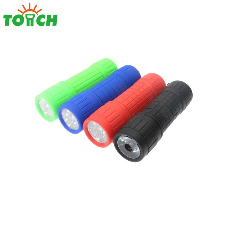 High quality promotion mini flashlight colorful 9LED flashlight