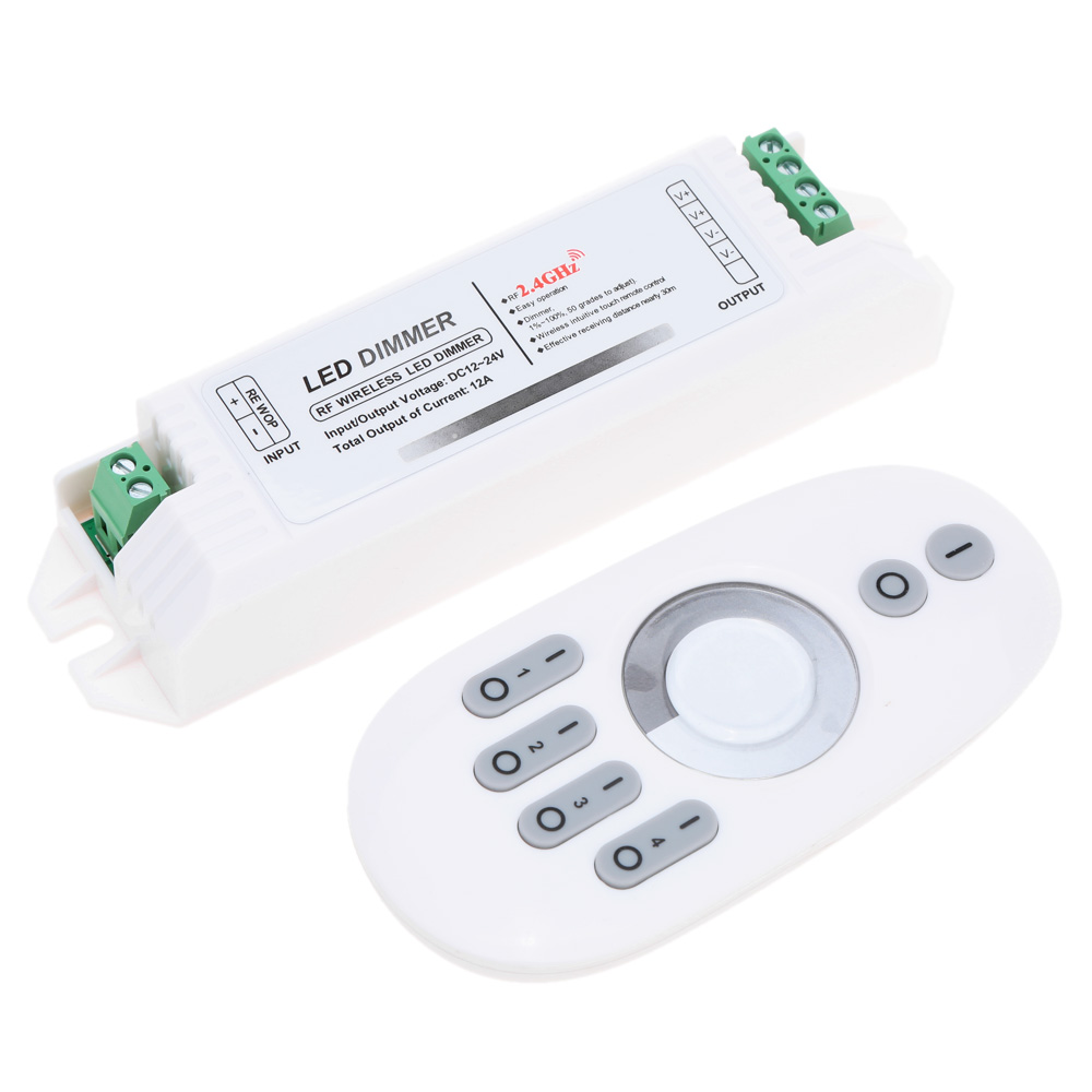 DC12-24V 2.4G 2*6A Wireless 2 Channel RF Dimmer for Single Color LED Strip Light Bulb Downlight