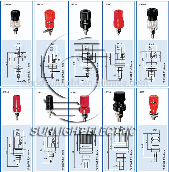 JS3-2 4mm*36 6A Banana plug Jack socket Female Binding Post