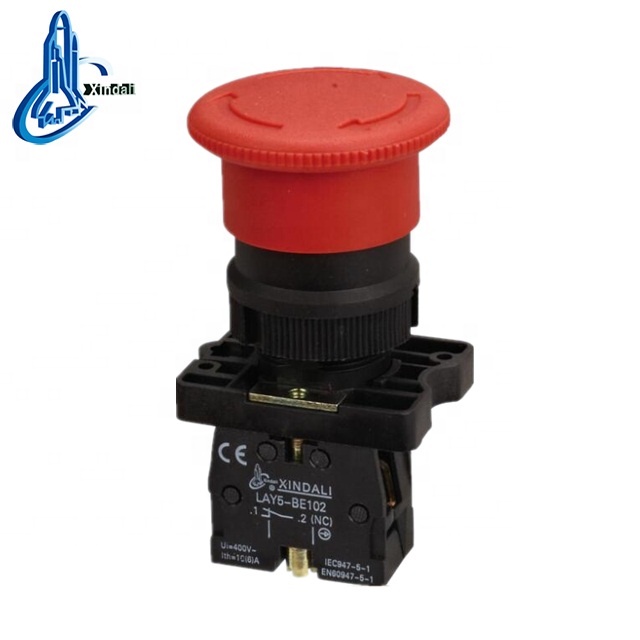 high quality 54mm mushroom head emergency stop estop button switch N/C LAY5-ES542