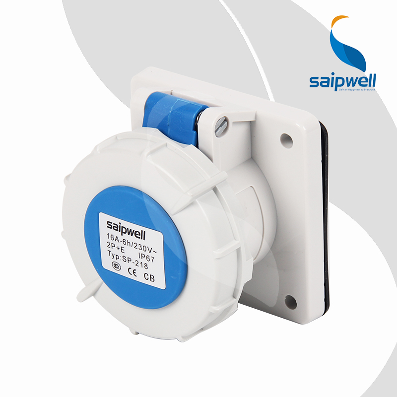 SAIPWELL IEC60309-2 Electrical 2P+E 3 Pin 16Amps IP67 Flush Mounted Waterproof Socket