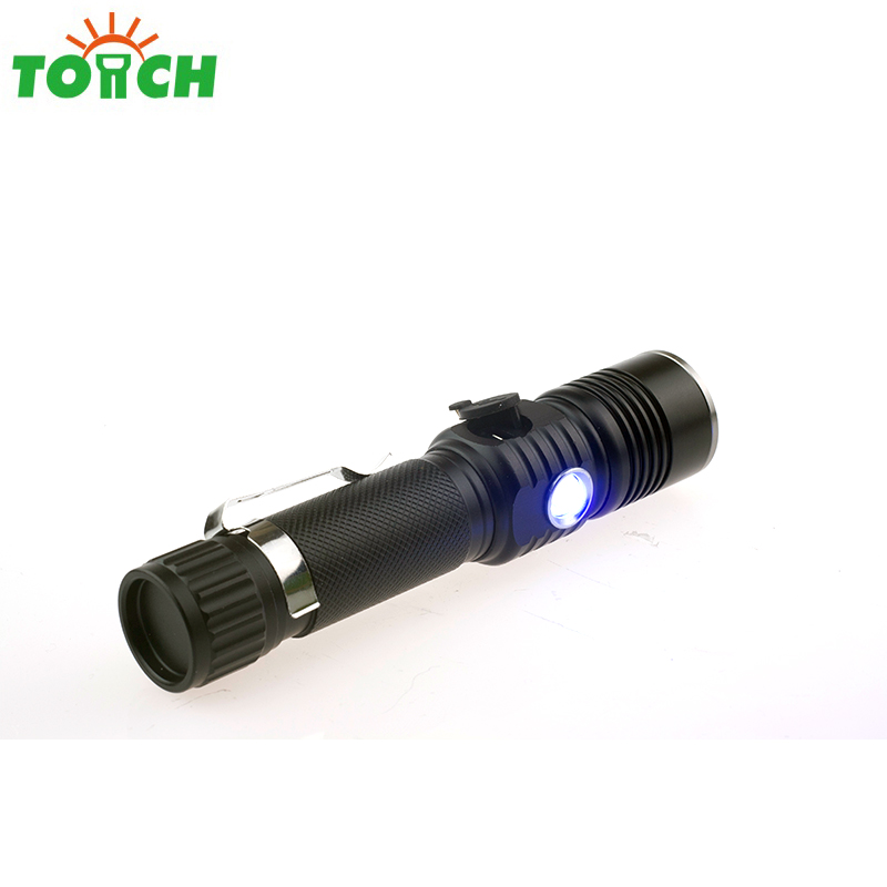 Tactical LED flashlight with UV light USB charger outdoor LED flashlight