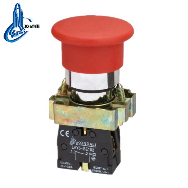 zhejiang hot Electrical mushroom head 40mm red stop emergency push button switch ip44 switch LAY5-BC42